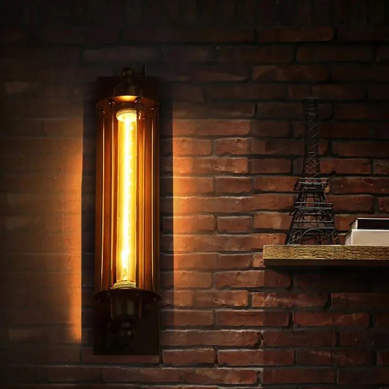 Антикварный настенный светильник Grow Flute из кованого железа, американский индустриальный стиль, ретро-ресторан, коридор, освещение, настенный светильник