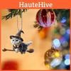 Broom Riding Cute Magic Cat Pattern Acrylic Pendant Car Accessories Decoration
