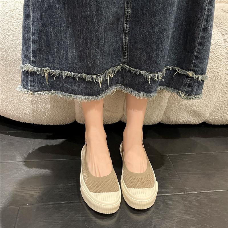 Мода 2024 года, туфли на плоской подошве с круглым носком, повседневная женская обувь, слипоны, неглубокий носок, новые мокасины, летняя обувь на плоской подошве для женщин
