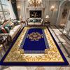 Очень большие ковры в европейском классическом стиле, королевский синий с золотым цветочным узором для роскошного грандиозного декора гостиной