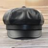 Lady Winter Small Size Octagonal Hat Adult PU LeatherFitted Newsboy Cap Men Big Size Beret Hats 54cm 56cm 57.5cm 59cm 61-62cm