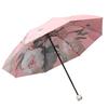 Double-Layer Three-Fold Floral Umbrella with UV Protection for Women - Oil Painting Design, Rain or Shine.