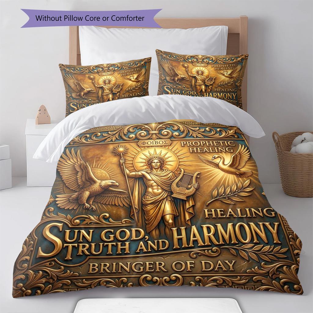 Apollo, the sun god Pattern Bedding Quilt Set Quilt Cover Pillowcase Home Decoration Birthday Gift (1 * duvet cover + 2 * pillowcase, without core)