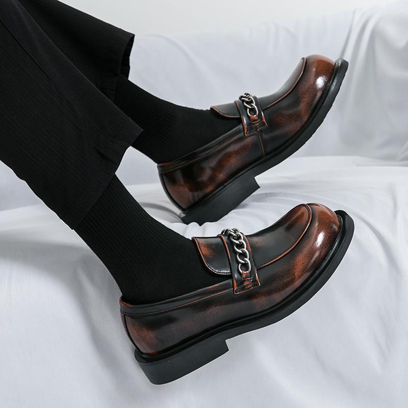 Men Loafers Punk Thick Sole Platform Height Increase Black Dress Prom Blazers Retro Tuxedo Party Shoes Large Size