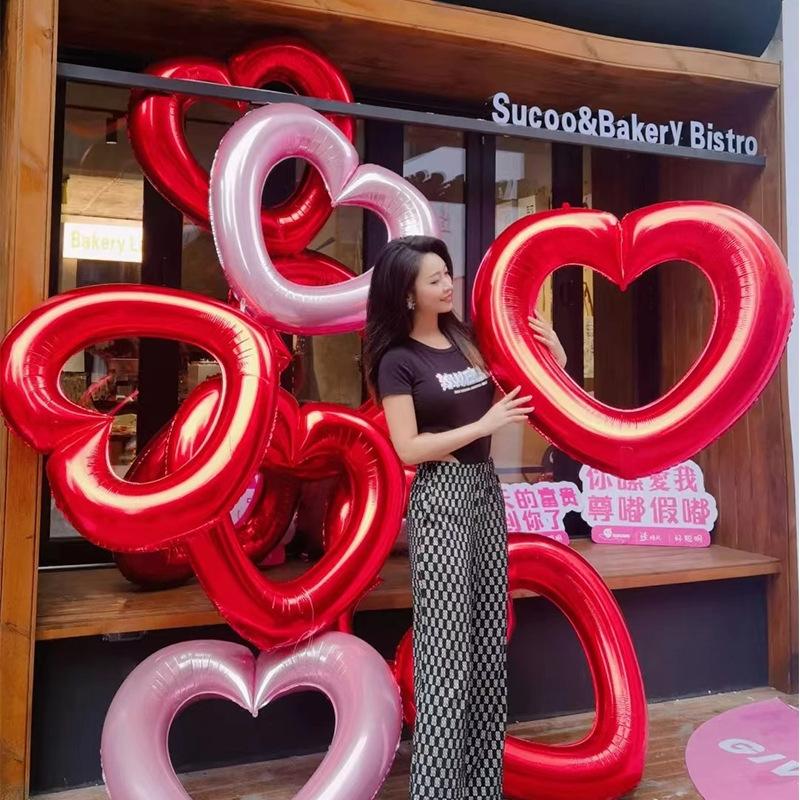 40 inch hollow out love balloon birthday party shopping mall holiday photo confession Valentine's Day decoration helium ballon