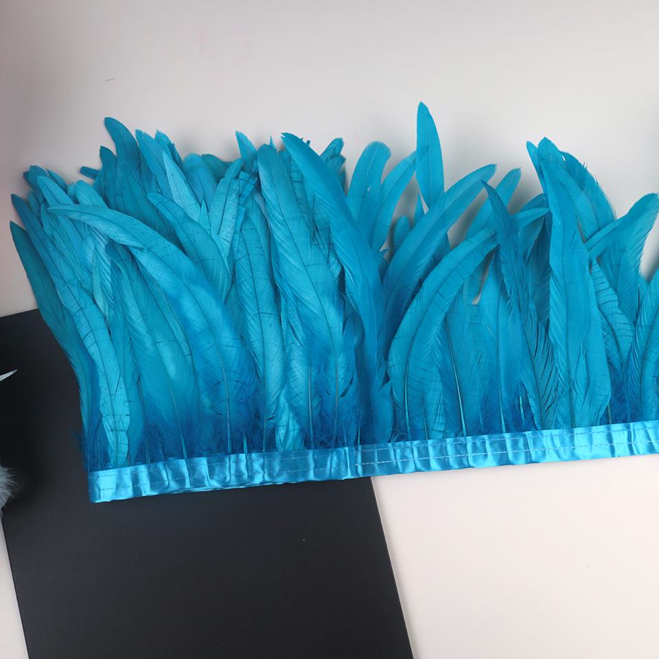 10Meters Rooster Tail Feathers Trim 25-30Cm Coque Feathers Trimming For Handiwork Crafts Carnival Dress Skirt Costumes Plumes