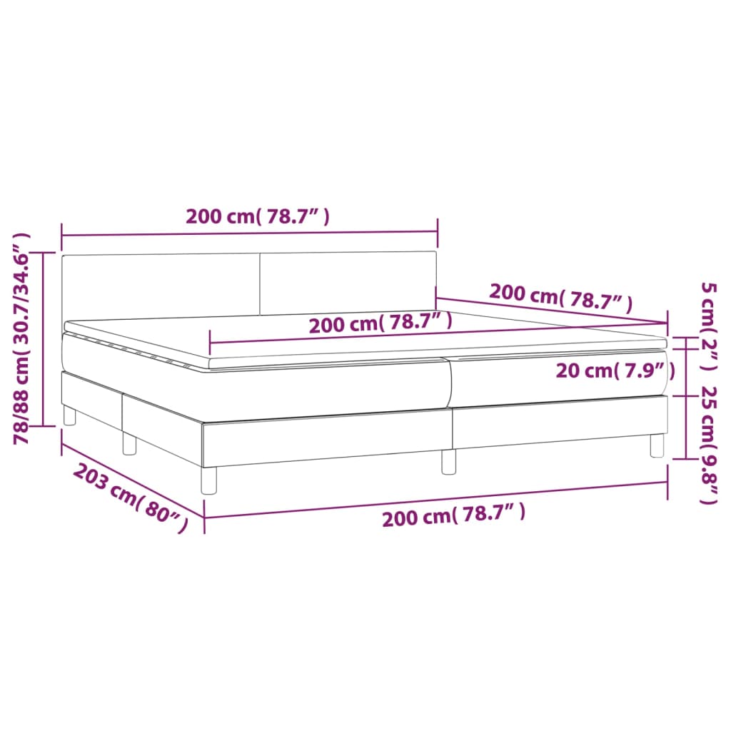 Vidaxl Łóżko Kontynentalne Z Materacem, Ciemnoszara Tkanina 200X200 Cm