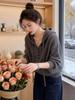 Korean-Style Grey Long Sleeve Hooded Knit Sweater - Autumn/Winter Versatile Loose Slimming Top