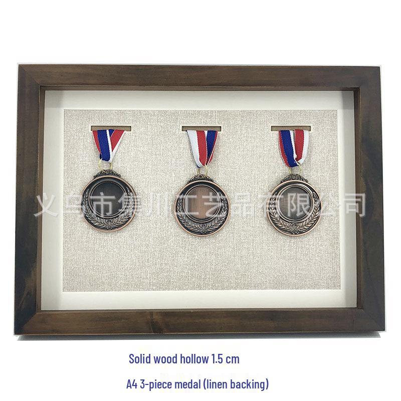 Solid Wood Medal and Certificate Display Rack with Photo Frame