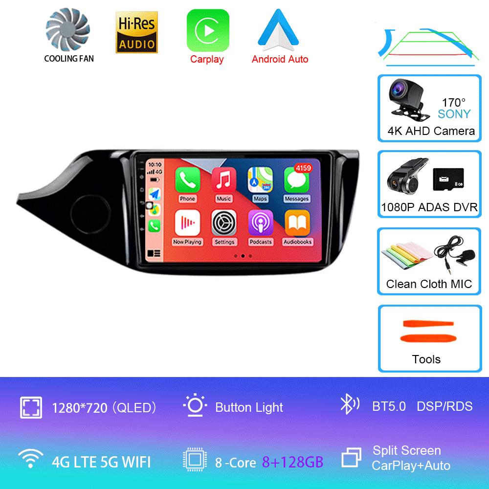 Автомобильное радио Android 14 Carplay для KIA Cee'd CEED JD 2012 2013 - 2018 Навигация Мультимедийный проигрыватель Стерео 5GWiFi+4G SIM BT видео