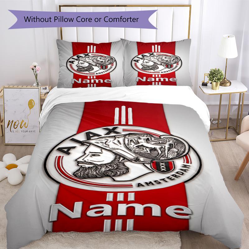 3Pcs Custom Name Ajax Bedding Set Duvet Cover Closure Includes 1Duvet Cover 2Pillowcases Soft And Comfortable For All Seasons