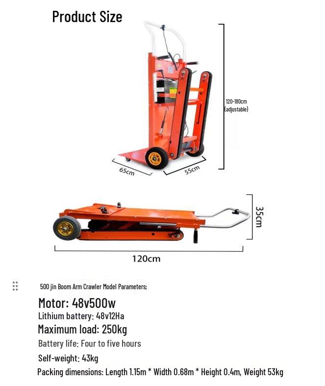 Electric Stair Climbing Cart for Heavy Load Transport – Foldable Hand Push Track