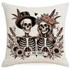 Halloween Couple Skull Print Pillowcase Home Sofa Cushion Pillowcase