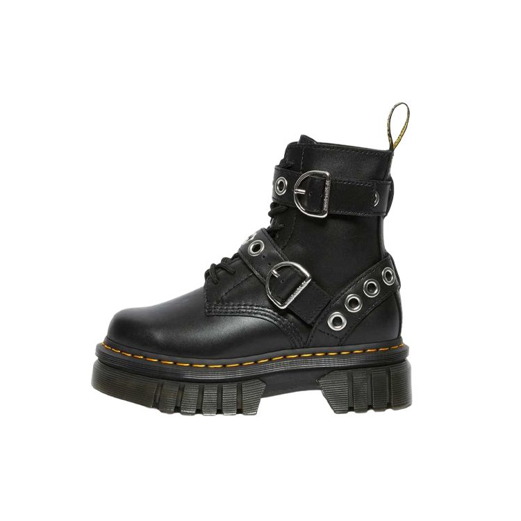 Dr. Martens Leather Metal Buckle Short Martin Boots Women boots Black 27356001