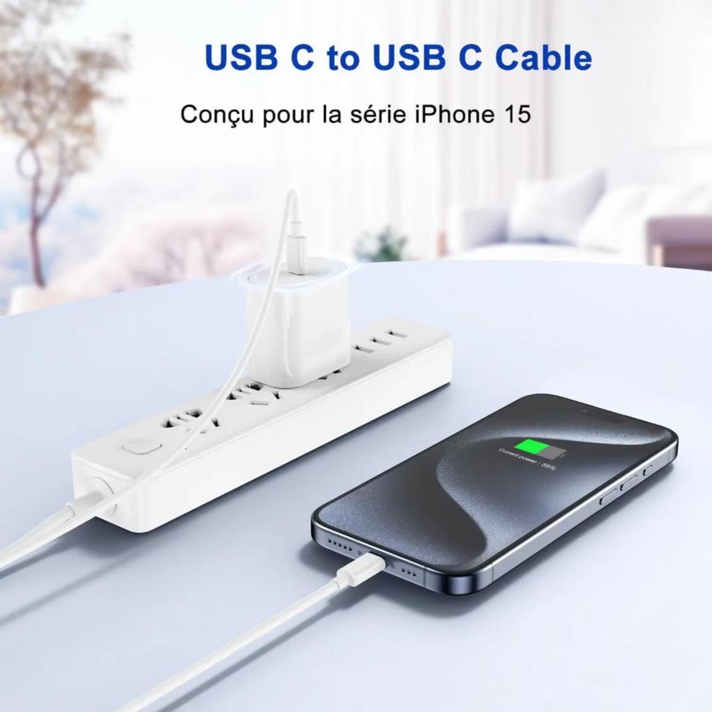 Кабель для быстрой зарядки 100 Вт с двумя разъемами USB-C для iPhone 15 16 Pro Max 15 16 Plus Samsung Moto Realme Кабель Type C - Type C 3 м