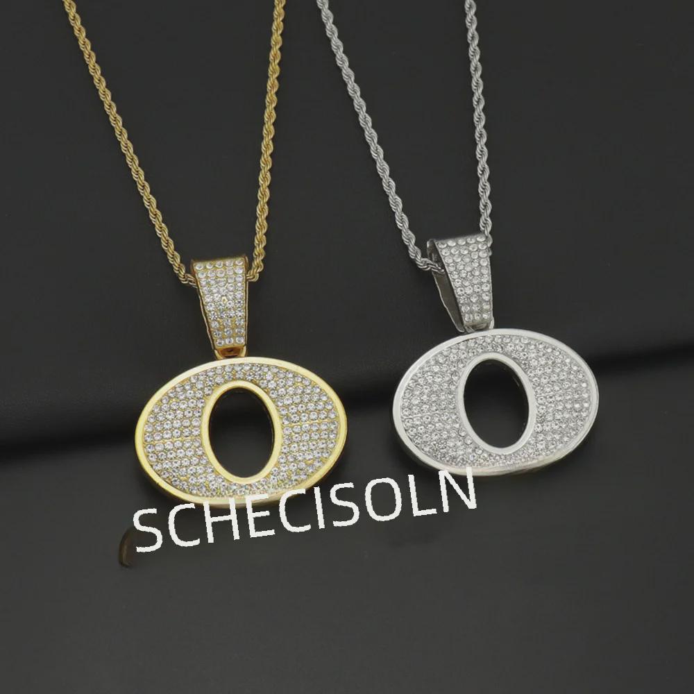 OBLOCK Letter Pendant Necklace: Trendy European & American Hip-Hop Style with Alloy and Diamond Accents