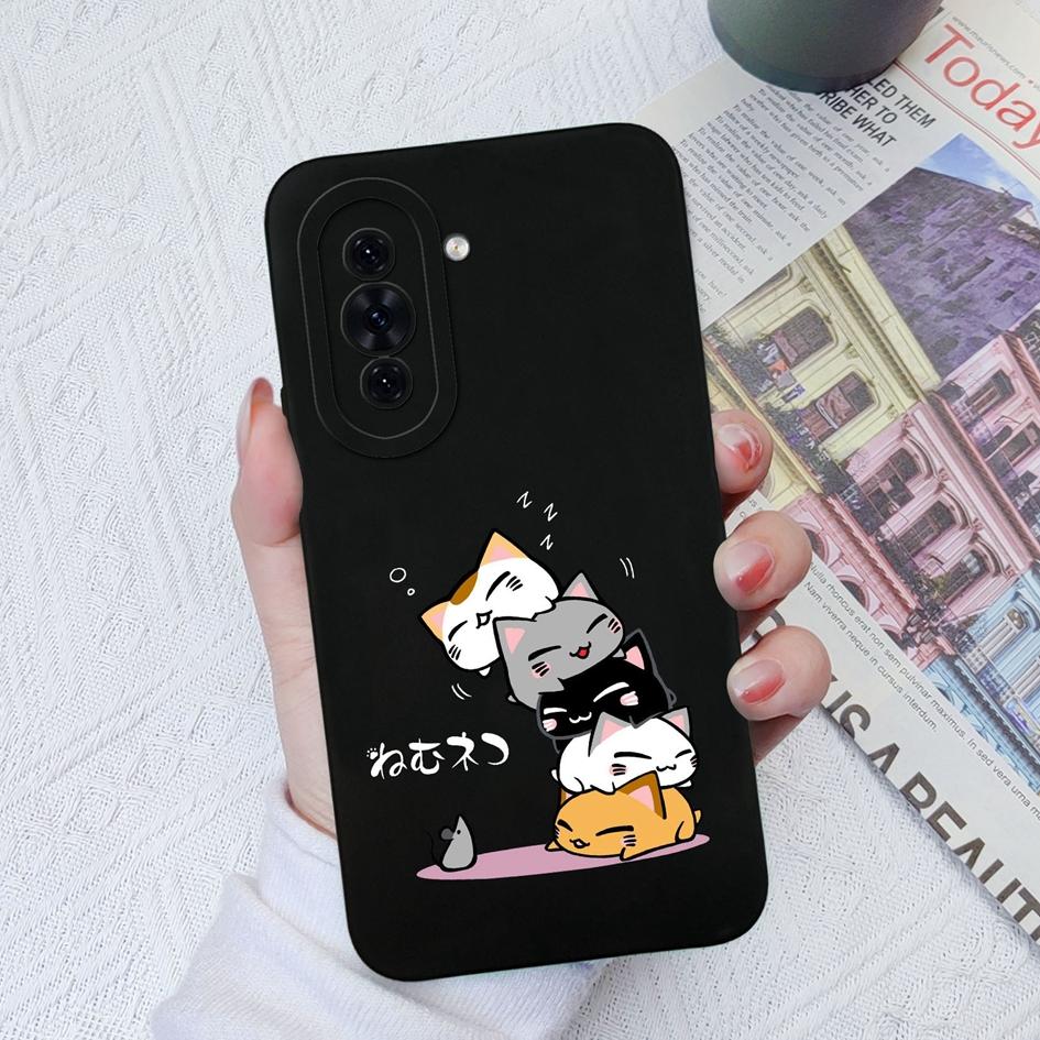 Чехол для телефона Huawei Nova 4E 5T 6 7 8 9 10 SE 11 Pro P30 P40 Lite, мягкий матовый жидкий силиконовый чехол, милый модный противоударный чехол с котом для Huawei, бампер