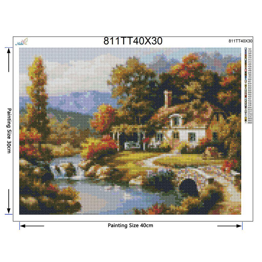 Горные домики, алмазная вышивка своими руками, картина со стразами, 5d, деревня алмазной живописи