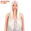 FASHION IDOL 28-дюймовые прямые парики с кружевной передней частью, синтетические, омбре, разноцветные, оранжево-красные, термостойкие волокна, парики с кружевом Т-образного пробора, косплей