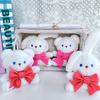 Adorable Bowknot Bear And Bunny Plush Keychain For Bags Cute Cartoon Stuffed Toy