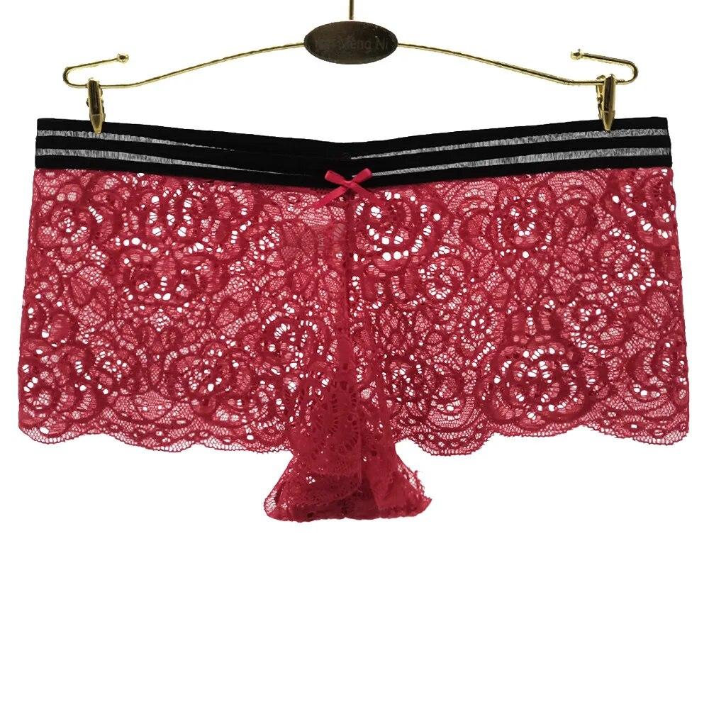 Women Boxers Underwear Sexy Full Lace French Panties Shorts Boyshort Ladies Knickers Intimates Lingerie 6 Pcs/Lot