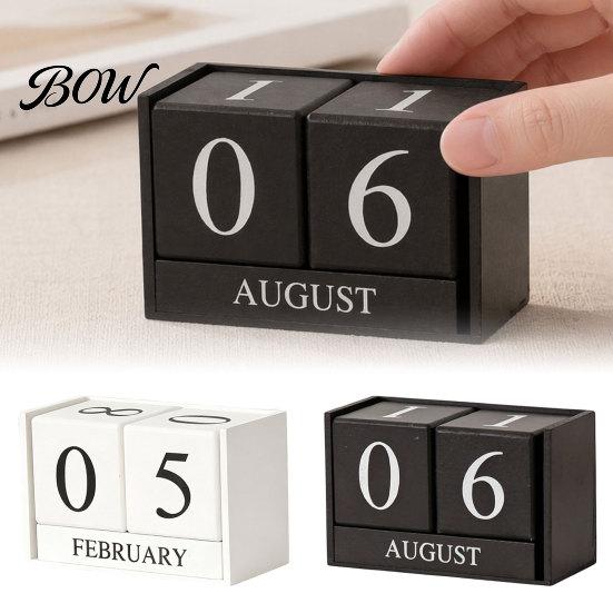 Durable Iron Art Calendar Metal Bird Perpetual Desk Calendar, Frame Desktop Office Accessory with Rotating Flip Month Date Display for Home