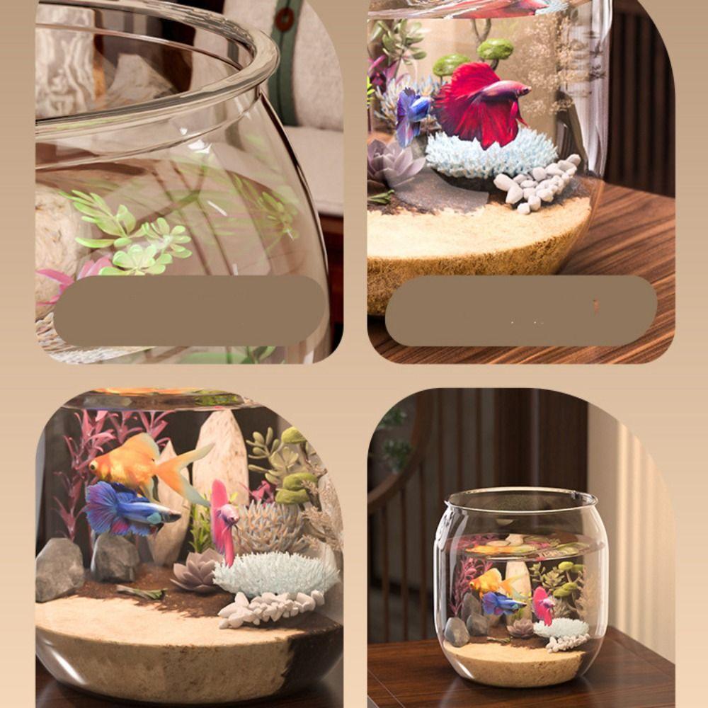 Transparent Landscape Fish Tank Ultra Clear Fish Bowl Ecological Tank  Living Room