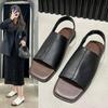 2025 Summer New Fashion Flat One-word Sandals Women Wear Open-toed Korean Version of Retro Casual Fashion Women's Shoes