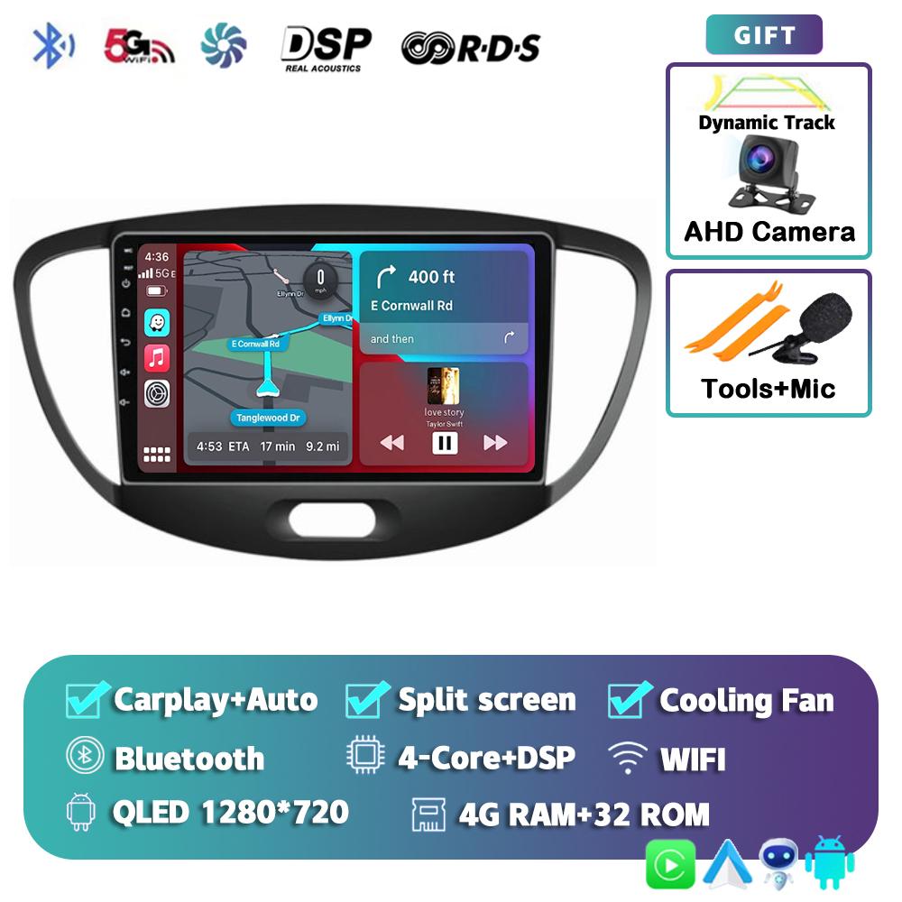 Android 14 Автомагнитола Carplay Auto для Hyundai I10 2007 2008 2009 2010 2011 2012 2013 GPS-регистратор Мультимедийный плеер 4G+WiFi DSP