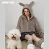Women's Cute Rabbit Ear Plush Coat