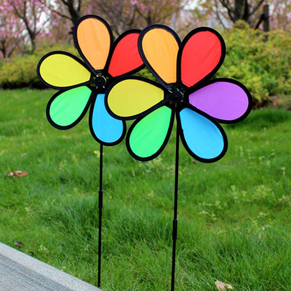 6pc Flower Wind Spinner Garden Yard Decoration 52cm Colorful Lawn Pinwheel Garden Windmill Standing Pinwheel Wind Stakes Spinner