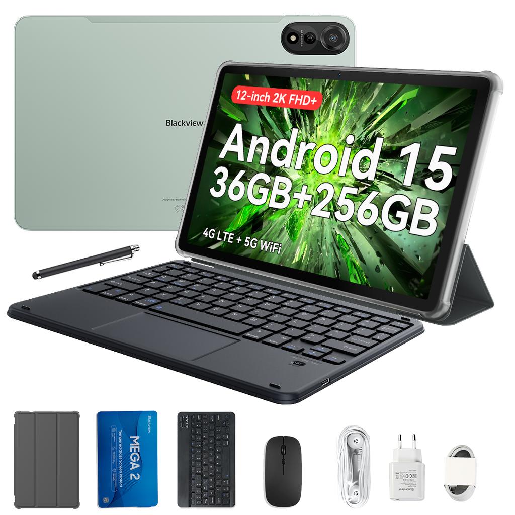 Blackview Планшет MEGA 2 Android 15 4G 12 дюймов 24 ГБ/36 ГБ ОЗУ 256 ГБ ПЗУ Widevine L1