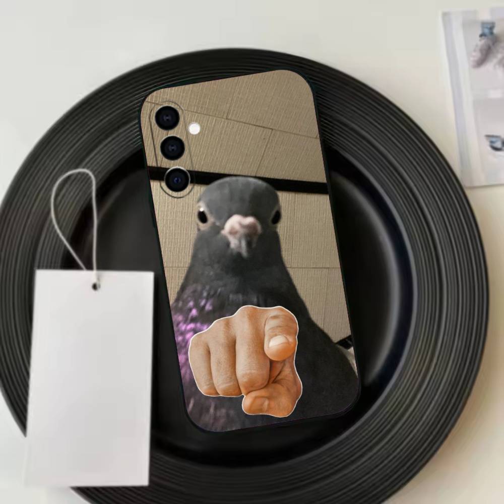 Funny silly pigeon Phone Case Black Silicone Soft For Samsung Galaxy A73,A72,A71,A70,A53,A52,A51