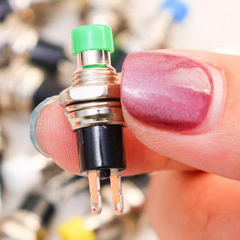 5/100PCS Momentary Push Button Switch Mini Normally Open(NO) Black Red Cap Electronic Electrical Connectors Socket Accessories
