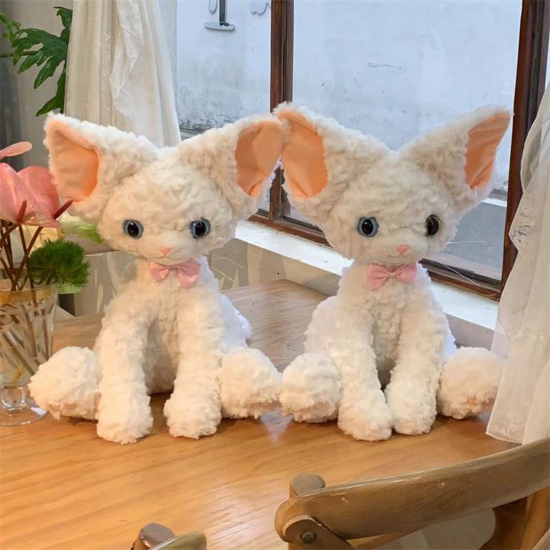 40 см кудрявый мех имитация плюшевой игрушки кошка большие уши супер мягкая нежная детская подушка для украшения дома подарки для девочек