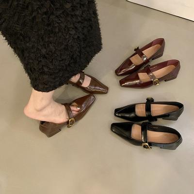 Неглубокие одинарные туфли женские на низком каблуке 2024 осень новая корейская версия французский ретро темперамент стиль феи вечерние туфли Мэри Джейн