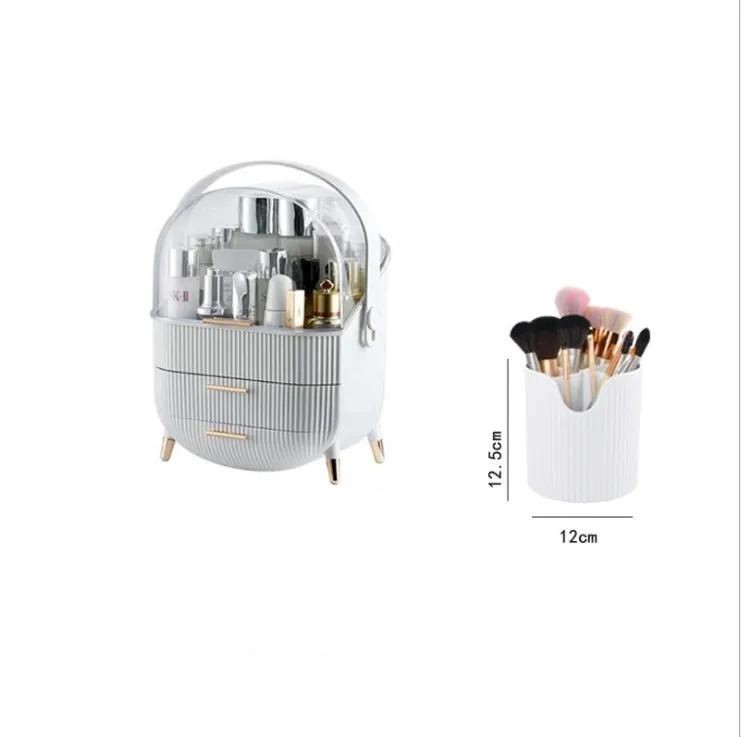 Ящик для хранения косметики, большая емкость, водонепроницаемый пылезащитный органайзер для макияжа, органайзер для домашнего ухода за кожей, ящик для хранения макияжа