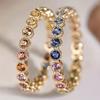 Women's Multi-Color Synthetic Ring Set - KC Golden Plated, Synthetic Cubic Zirconia Mosaic, All-Season Jewelry | Stylish Holiday Accessory | September