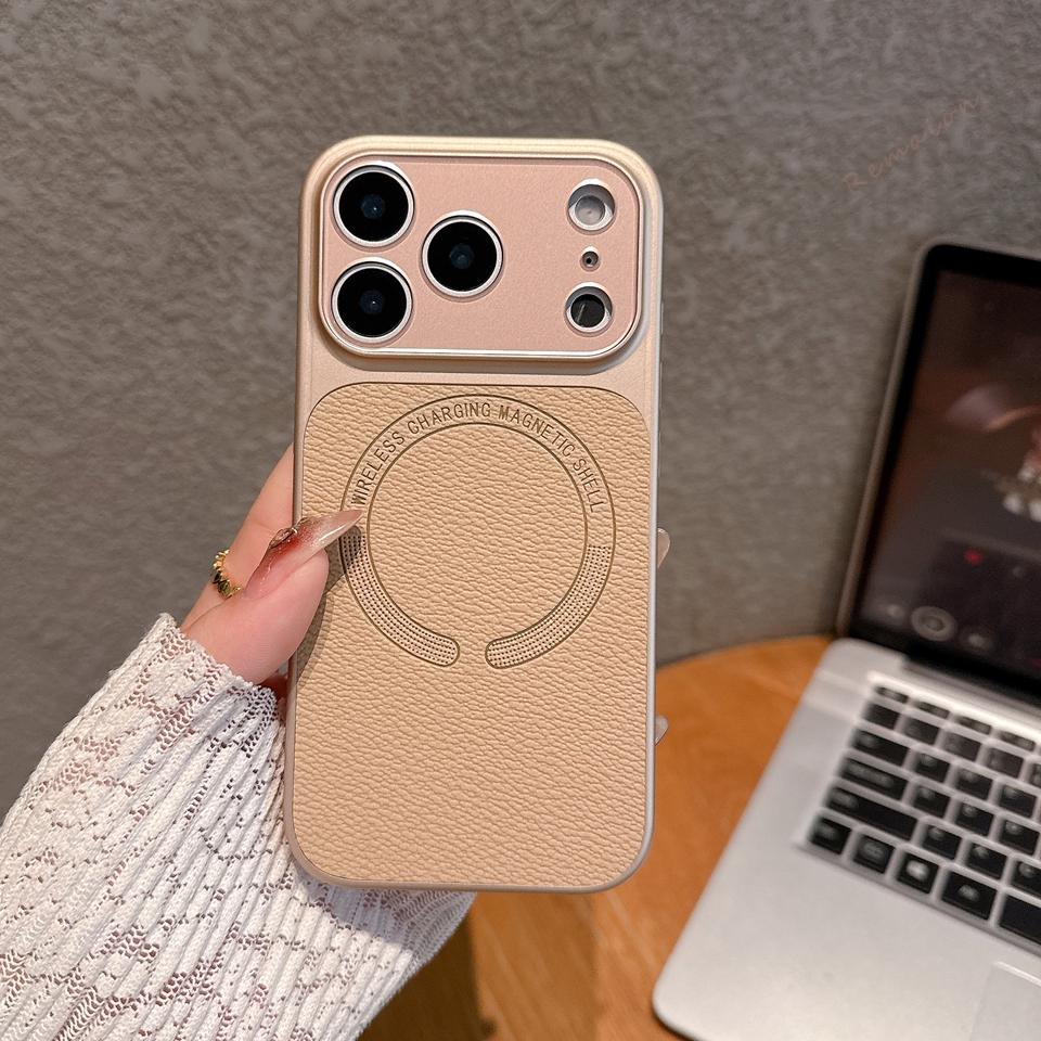 Официальный кожаный магнитный чехол для телефона для iPhone 17 Air 13 14 15 16 17 Pro Max Magsafe Роскошный ударопрочный жесткий защитный чехол