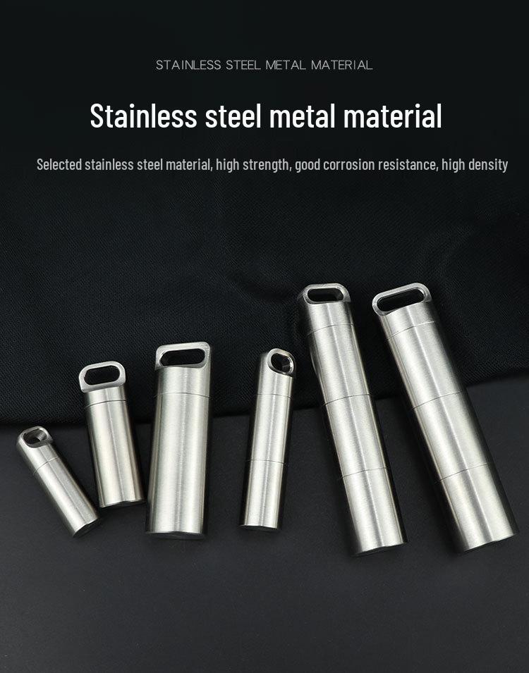 Водонепроницаемая мини-таблетница из нержавеющей стали - Портативный, влагозащищенный дорожный контейнер для лекарств