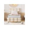 Lit d'enfant extensible - MUVOE - 90 x 200 cm - Tête de lit réglable - Tissu en lin