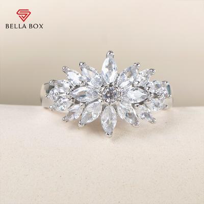 Модное женское кольцо с цветком 5а, кольцо с белым кристаллом CZ, серебряного цвета с штампом 925, обручальное кольцо, ювелирные изделия, подарок для свиданий и вечеринок
