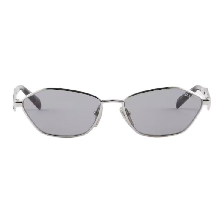 Prada Logo Triangle Pattern Irregular Sunglasses Women sunglasses Silver SPRD50_E1BC_FE50Q_C_057