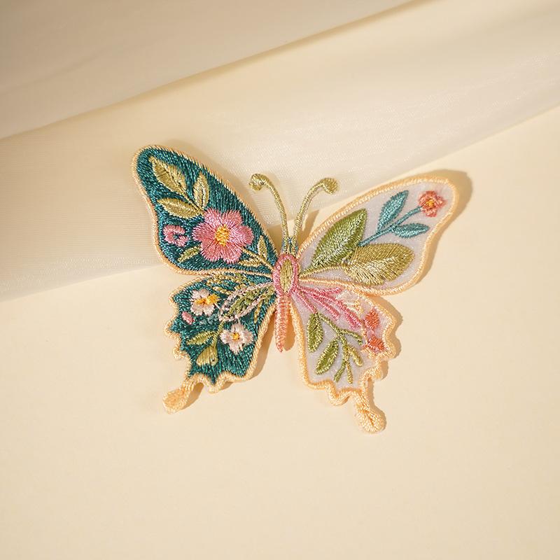Iron On Patches Cute Waterproof Flower Butterfly Embroidery Heat Transfer Applique for Outdoor Bag Camping Gear Decoration
