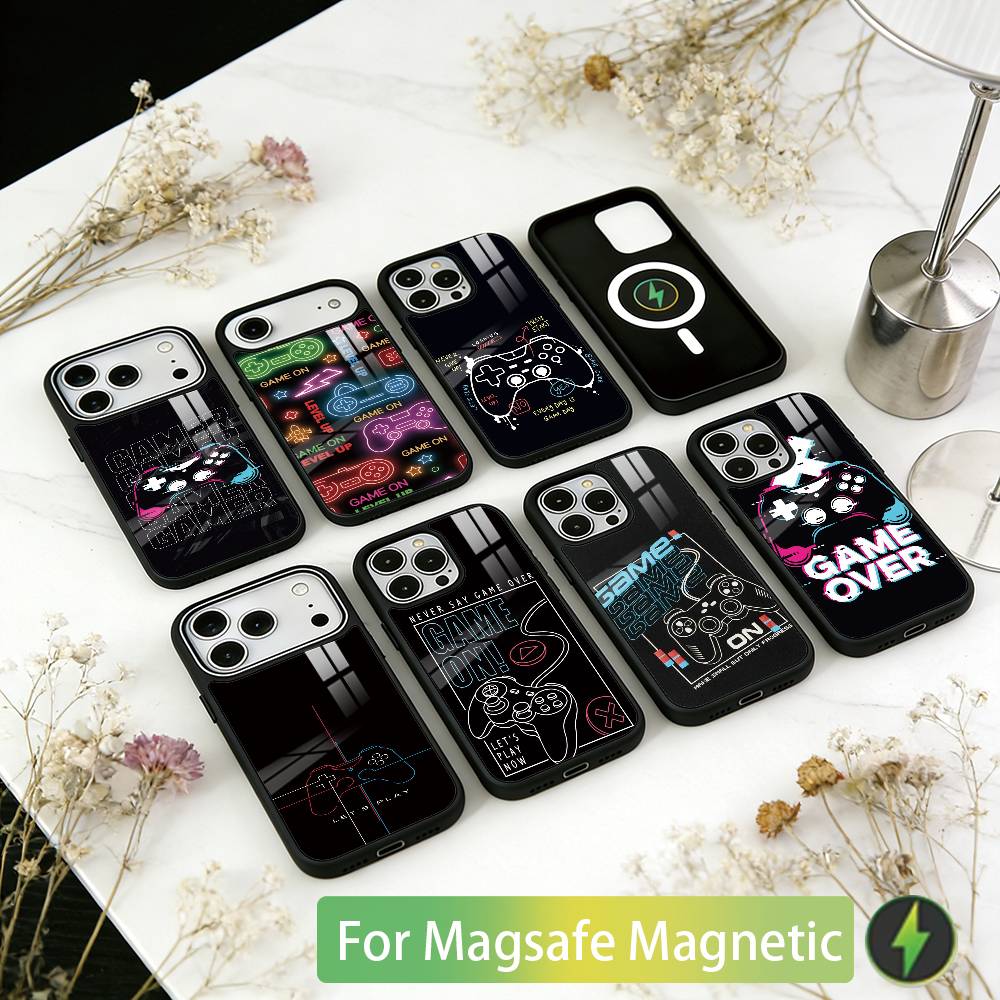 Чехол для телефона с графикой игрового контроллера для iPhone 17, 16, 15, 14, 13, 12, 11 Plus, Pro, магнитный с беспроводной зарядкой Magsafe
