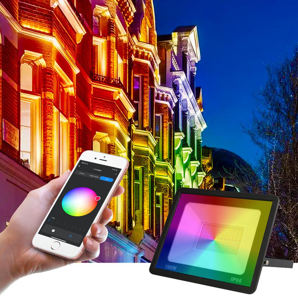 Светодиодный RGB прожектор Smart Reflector 30 Вт 50 Вт 100 Вт Водонепроницаемый уличный прожектор Настенное освещение Tuya WIFI Управление проектором Сад