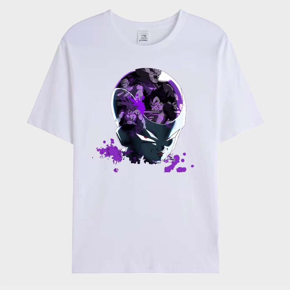 Japanese Anime Frieza Printed Men's T-Shirt Goku Short Sleeves CosplayT-Shirt Summer Casual Tees Streetwear O-neck Men's Tops