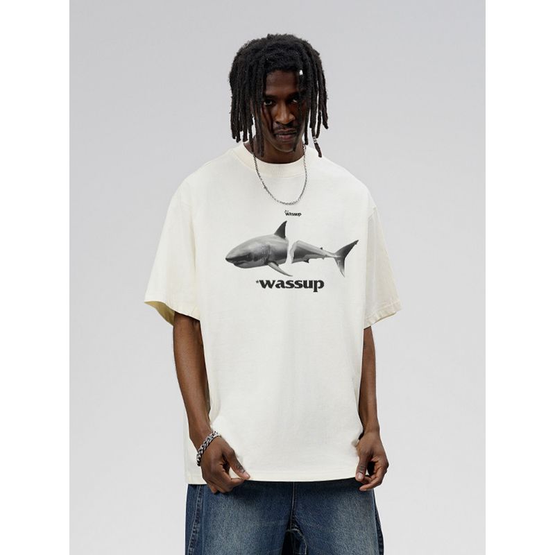 Wassup Inkjet 3D Breathable T-Shirt Short-Sleeved Men's Summer 2025 New Heavyweight Pure Cotton American-Style Round Neck Top