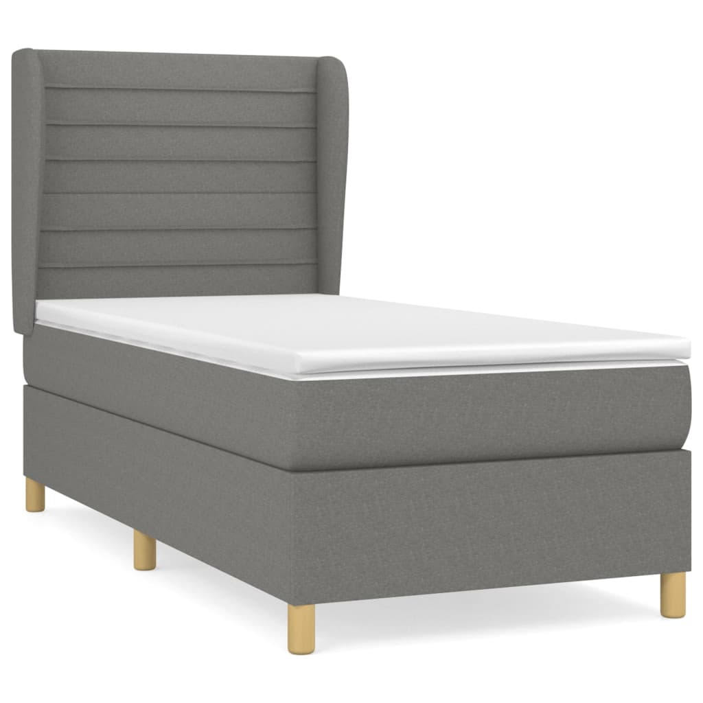 Box Spring Bed with Mattress Dark Gray 90x190 cm Fabric