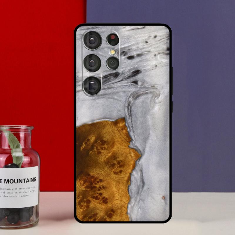 Чехол-футляр из смолы и дерева для Samsung Galaxy S25 Ultra S9 S10 S20 S21 FE S22 S23 Plus S24 Ultra